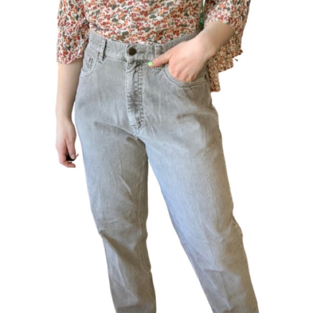 Eddie Bauer gray corduroy jeans cords soft comfy relaxed leg size 12